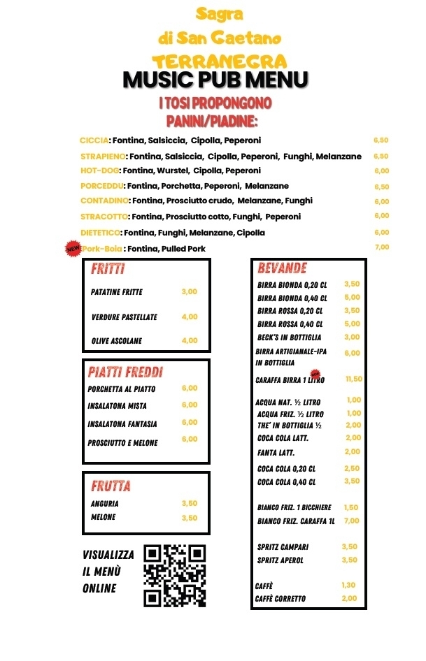 MENU' Music Pub - SAGRA di TERRANEGRA